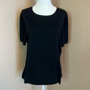 BROOKS 346 100% Cashmere Black Short Sleeve Sweater Women's Large VINTAGE